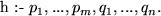 \begin{smalltab}
h :- $p_{1}, ..., p_{m}, q_{1}, ..., q_{n}$.\end{smalltab}